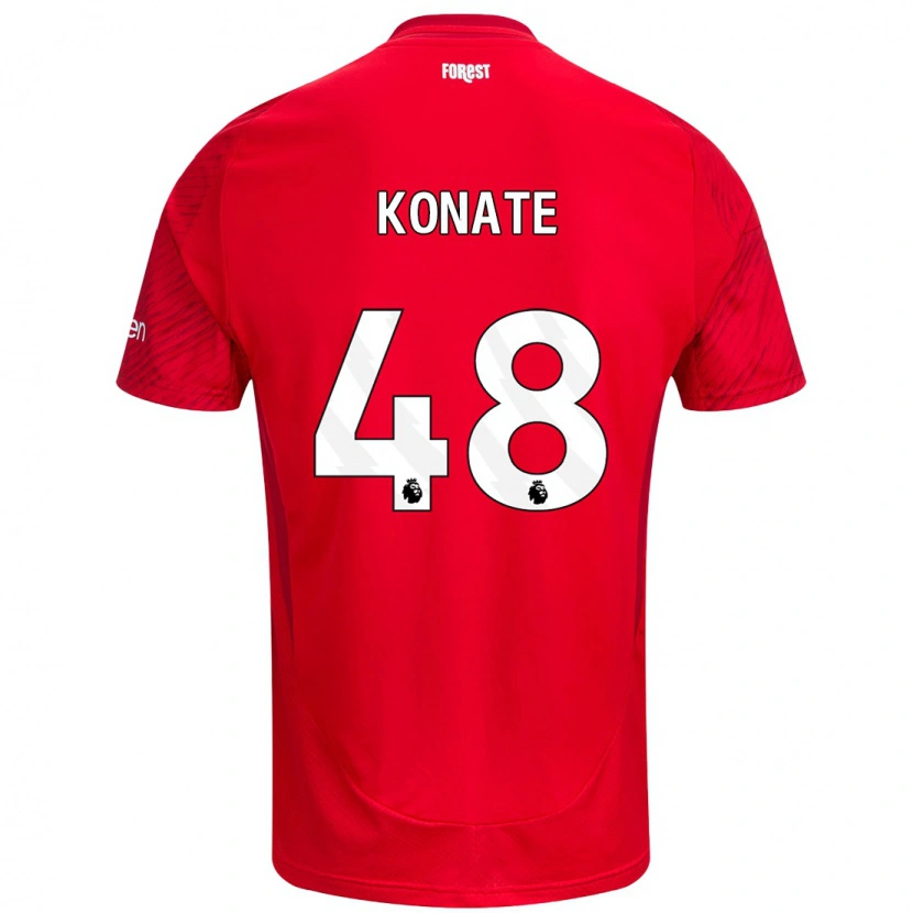 Danxen Uomo Maglia Ateef Konaté #48 Rosso Bianco Kit Gara Home 2024/25 Maglietta