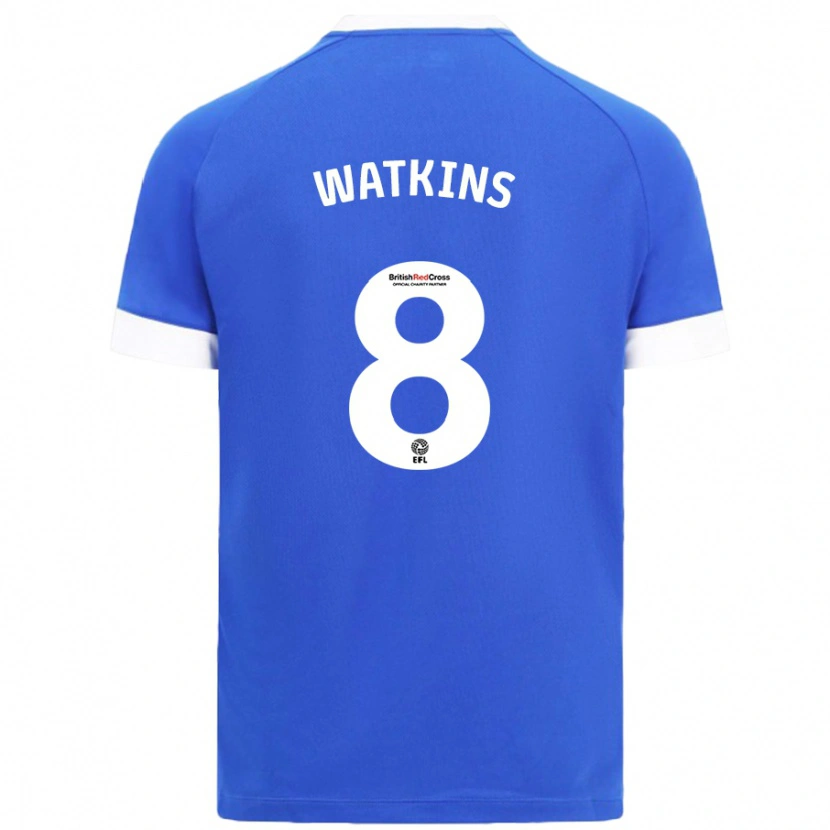 Danxen Uomo Maglia Seren Watkins #8 Azzurro Kit Gara Home 2024/25 Maglietta