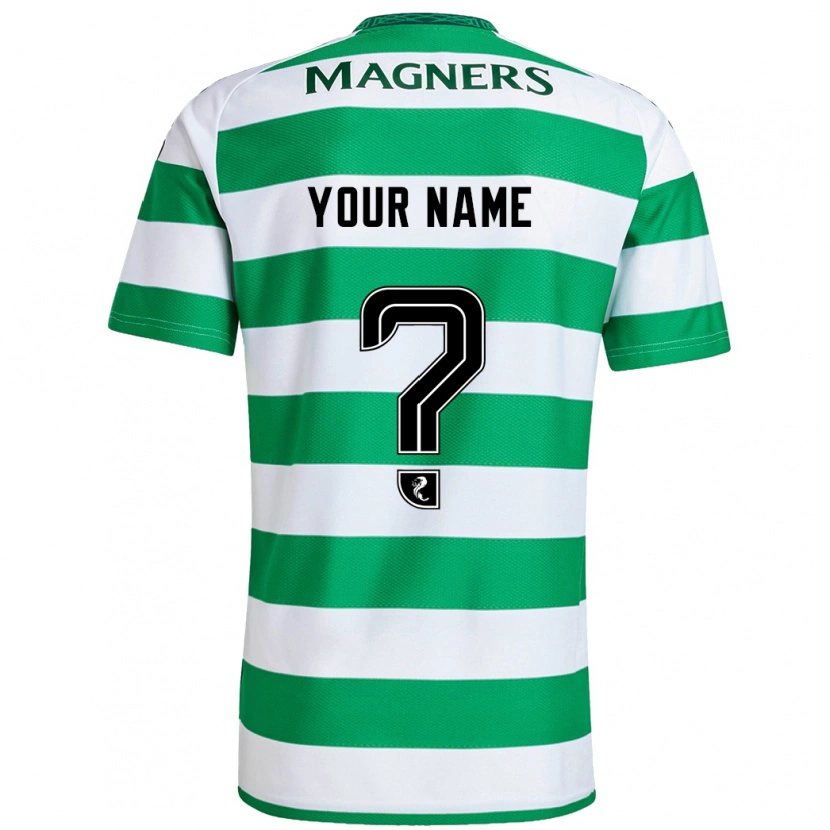 Danxen Uomo Maglia Il Tuo Nome #0 Verde Bianco Kit Gara Home 2024/25 Maglietta