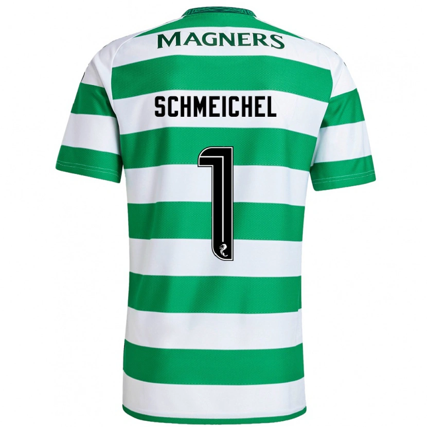 Danxen Uomo Maglia Kasper Schmeichel #1 Verde Bianco Kit Gara Home 2024/25 Maglietta