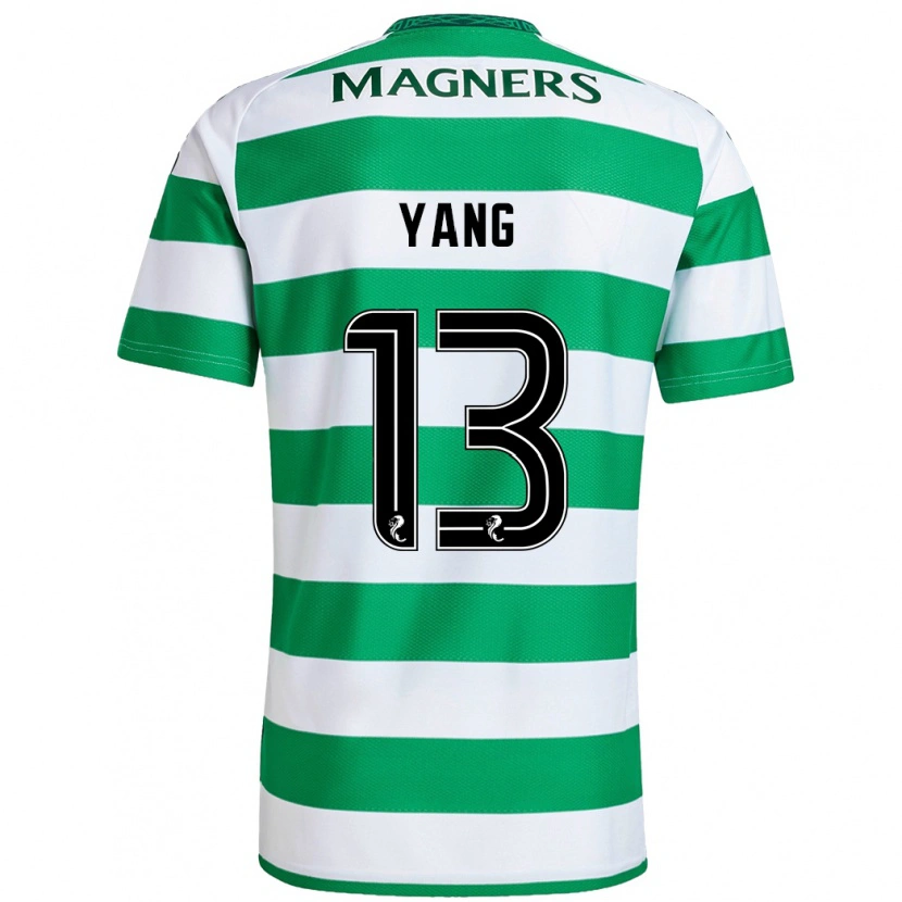 Danxen Uomo Maglia Hyun-Jun Yang #13 Verde Bianco Kit Gara Home 2024/25 Maglietta