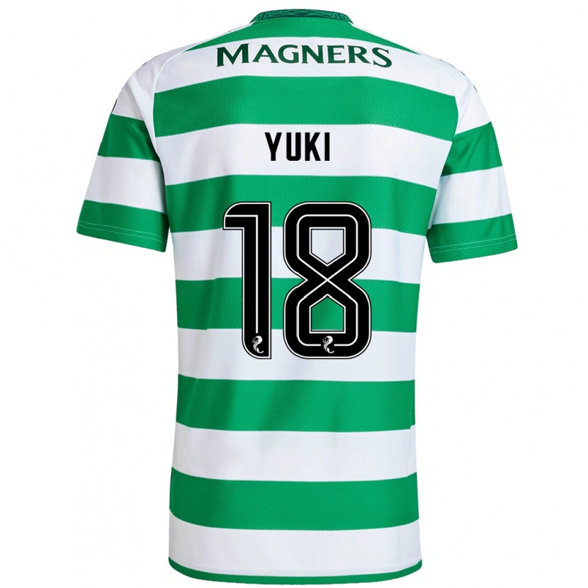 Danxen Uomo Maglia Yuki Kobayashi #18 Verde Bianco Kit Gara Home 2024/25 Maglietta
