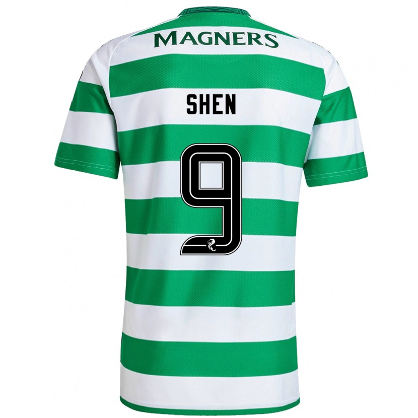 Danxen Uomo Maglia Shen Mengyu #9 Verde Bianco Kit Gara Home 2024/25 Maglietta