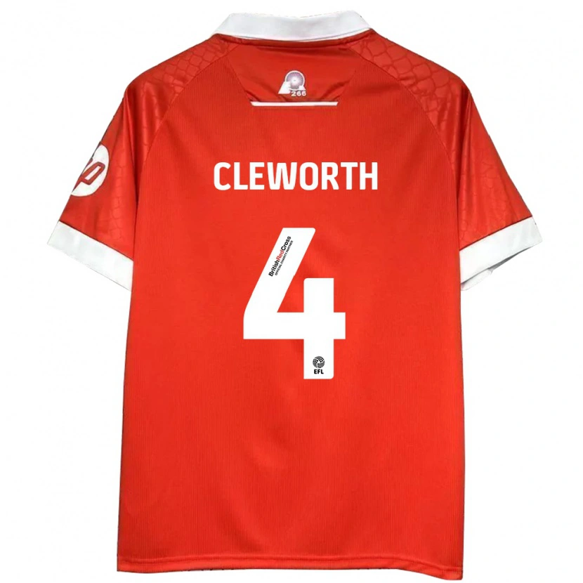 Danxen Uomo Maglia Max Cleworth #4 Rosso Bianco Kit Gara Home 2024/25 Maglietta