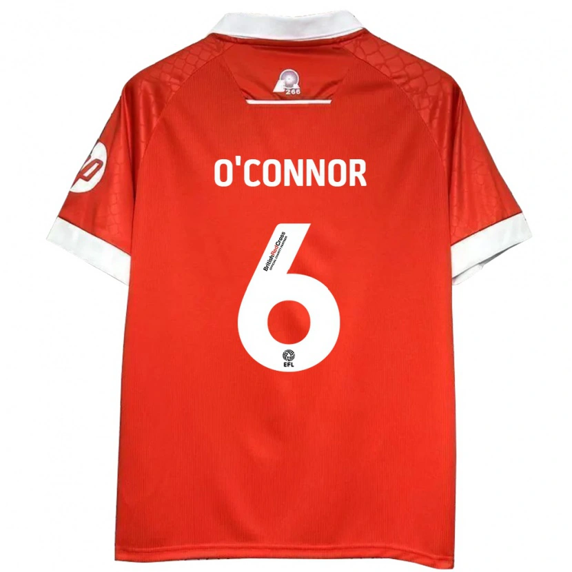 Danxen Uomo Maglia Thomas O'connor #6 Rosso Bianco Kit Gara Home 2024/25 Maglietta