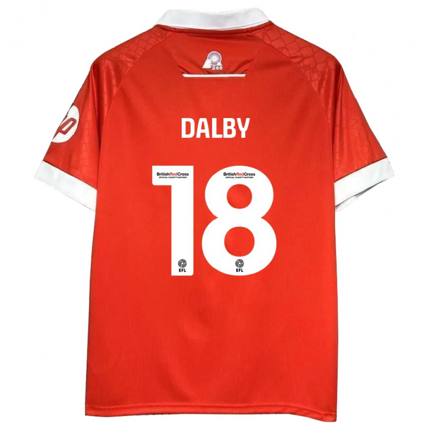 Danxen Uomo Maglia Sam Dalby #18 Rosso Bianco Kit Gara Home 2024/25 Maglietta