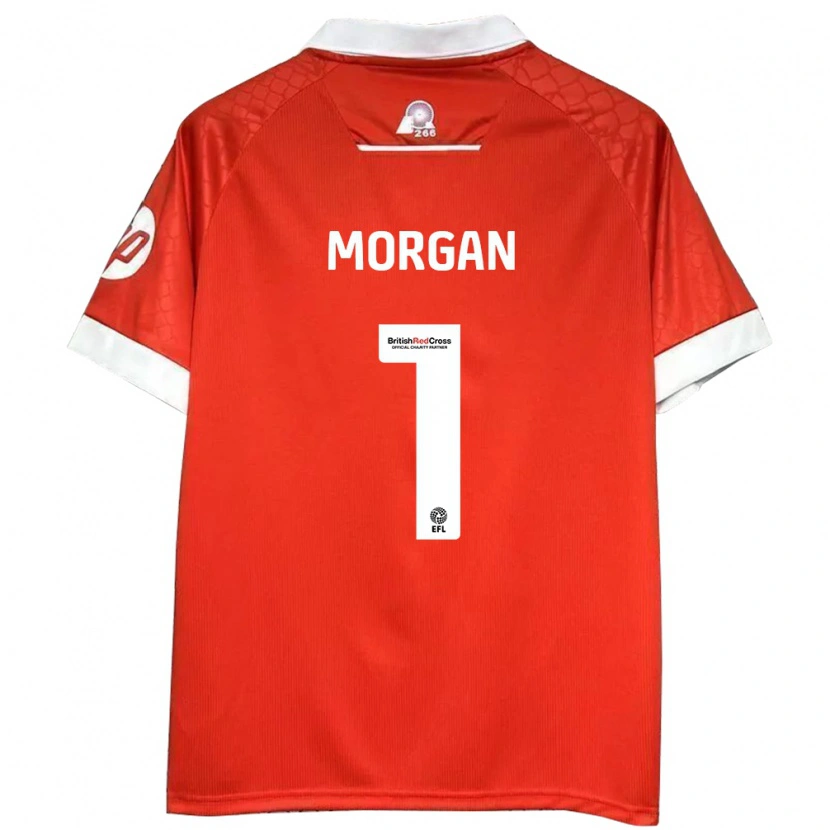 Danxen Uomo Maglia Delyth Morgan #1 Rosso Bianco Kit Gara Home 2024/25 Maglietta