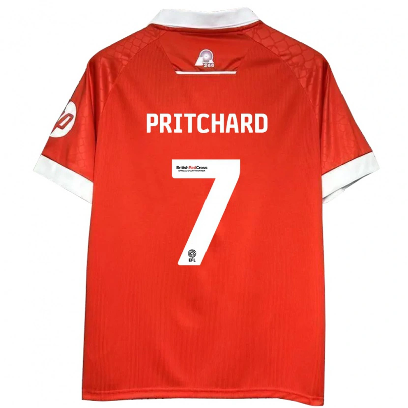 Danxen Uomo Maglia Rebecca Pritchard #7 Rosso Bianco Kit Gara Home 2024/25 Maglietta