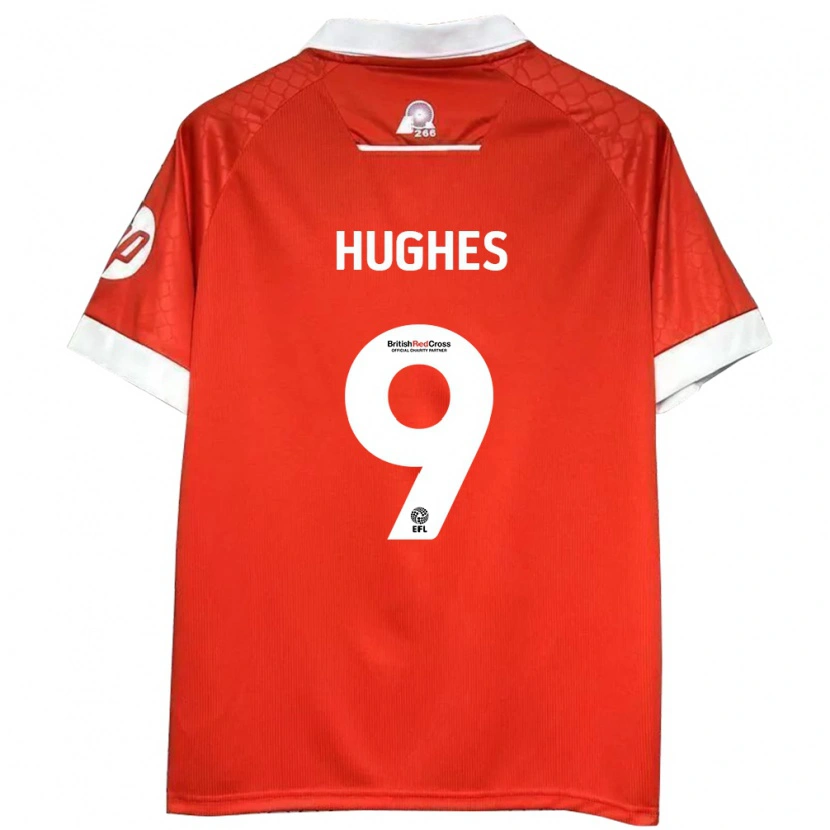 Danxen Uomo Maglia Rosie Hughes #9 Rosso Bianco Kit Gara Home 2024/25 Maglietta