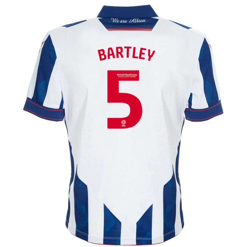 Danxen Uomo Maglia Kyle Bartley #5 Bianco Blu Scuro Kit Gara Home 2024/25 Maglietta