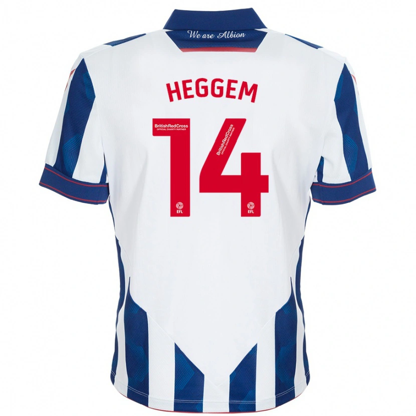 Danxen Uomo Maglia Torbjørn Heggem #14 Bianco Blu Scuro Kit Gara Home 2024/25 Maglietta