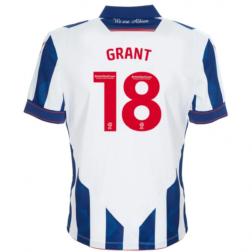 Danxen Uomo Maglia Karlan Grant #18 Bianco Blu Scuro Kit Gara Home 2024/25 Maglietta