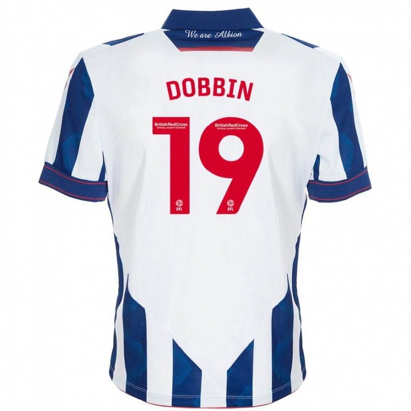 Danxen Uomo Maglia Lewis Dobbin #19 Bianco Blu Scuro Kit Gara Home 2024/25 Maglietta