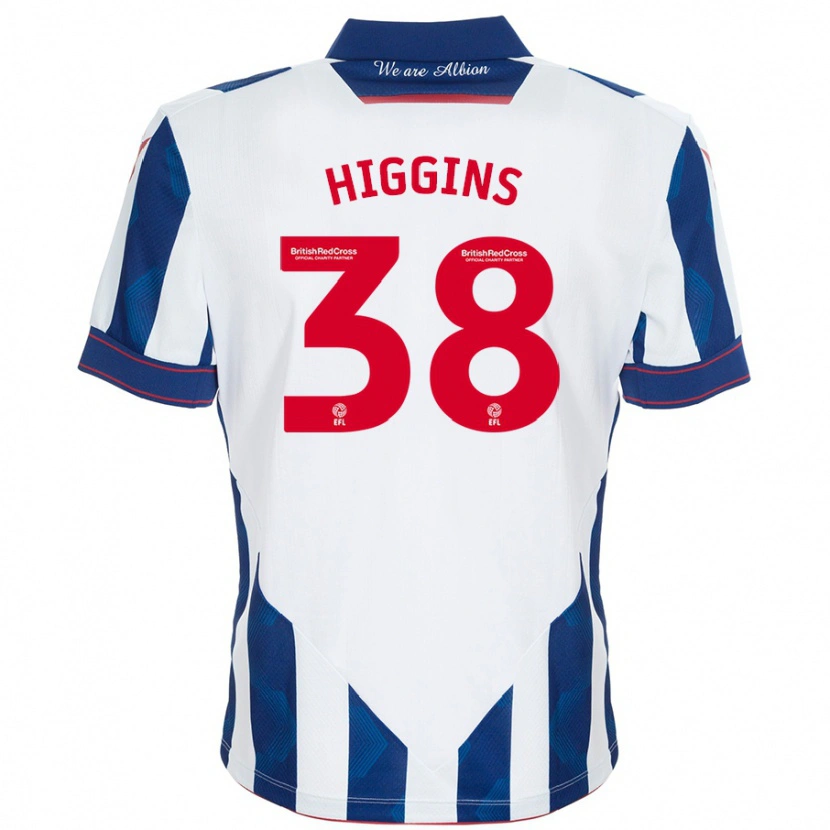 Danxen Uomo Maglia Akeel Higgins #38 Bianco Blu Scuro Kit Gara Home 2024/25 Maglietta