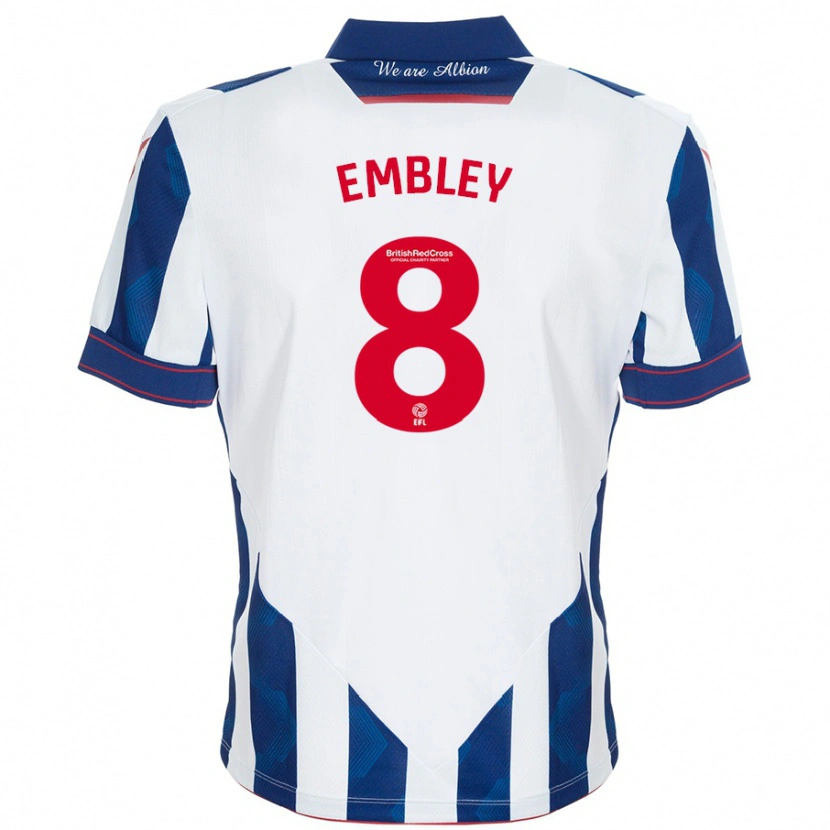 Danxen Uomo Maglia Rosie Embley #8 Bianco Blu Scuro Kit Gara Home 2024/25 Maglietta