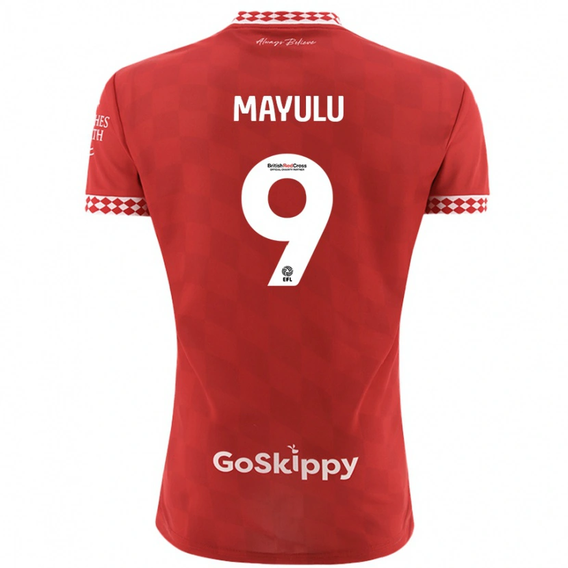 Danxen Uomo Maglia Fally Mayulu #9 Rosso Kit Gara Home 2024/25 Maglietta