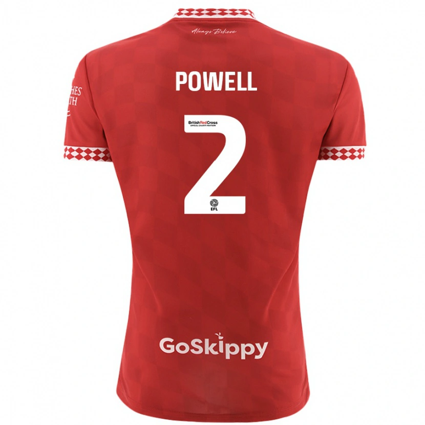 Danxen Uomo Maglia Ella Powell #2 Rosso Kit Gara Home 2024/25 Maglietta