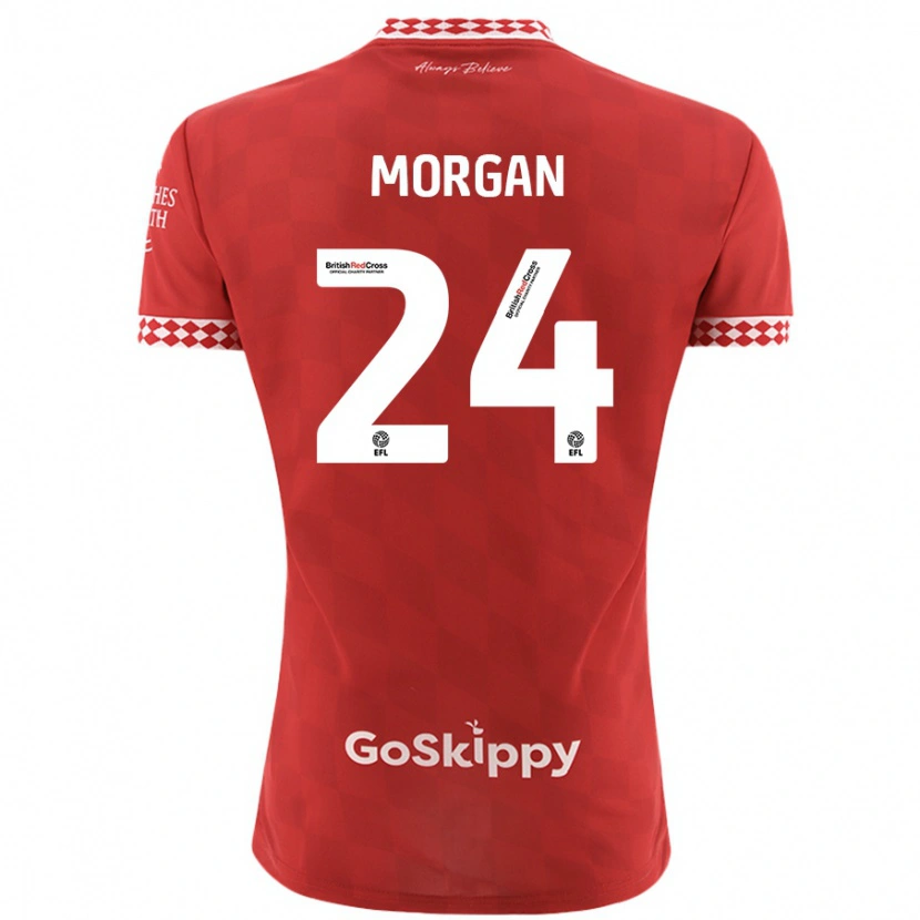 Danxen Uomo Maglia Ffion Morgan #24 Rosso Kit Gara Home 2024/25 Maglietta