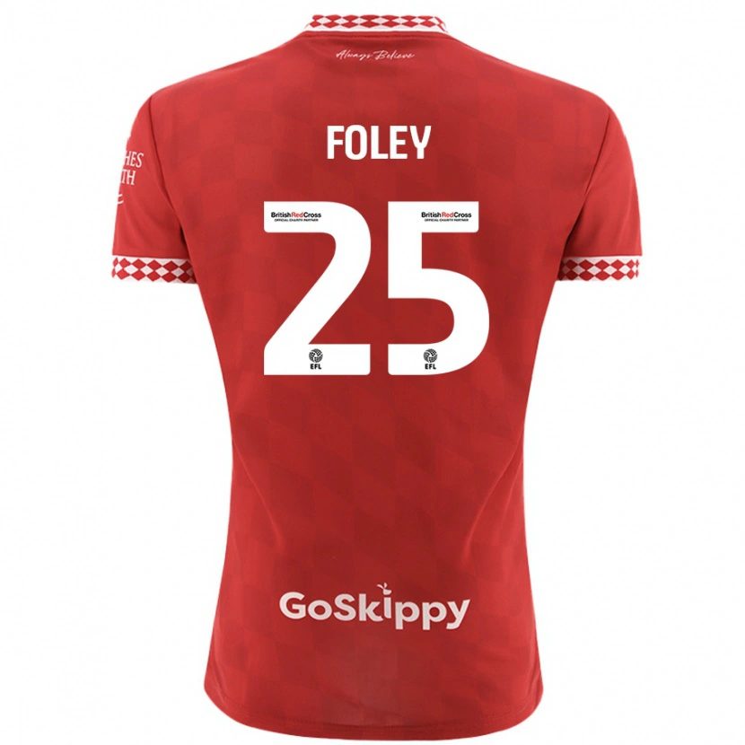 Danxen Uomo Maglia Erin Foley #25 Rosso Kit Gara Home 2024/25 Maglietta