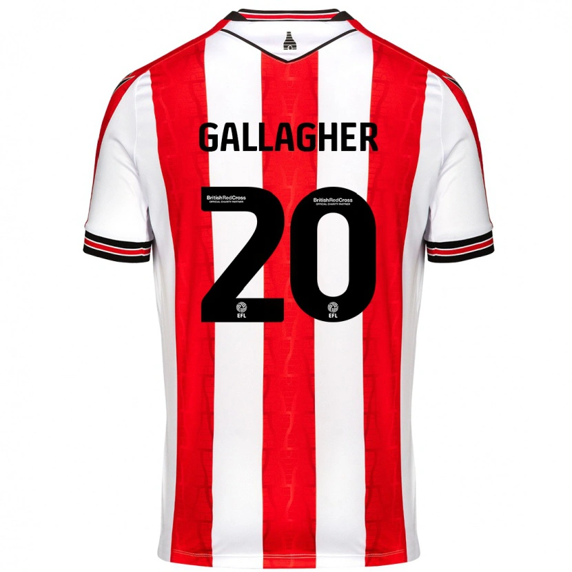 Danxen Uomo Maglia Sam Gallagher #20 Rosso Bianco Kit Gara Home 2024/25 Maglietta
