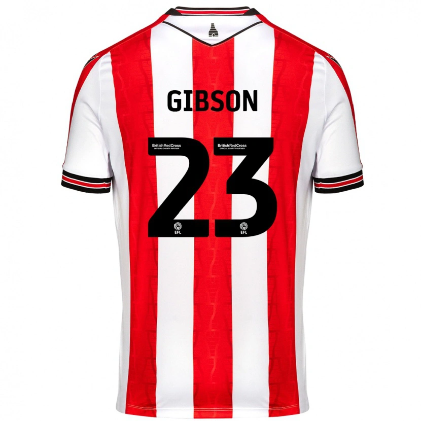 Danxen Uomo Maglia Ben Gibson #23 Rosso Bianco Kit Gara Home 2024/25 Maglietta