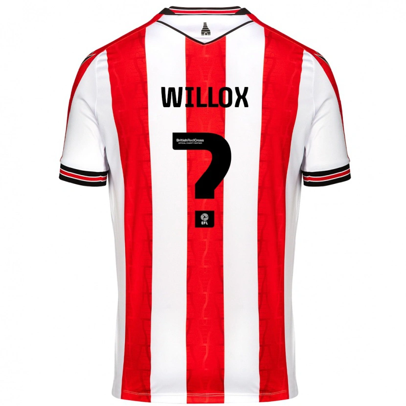 Danxen Uomo Maglia Kieron Willox #0 Rosso Bianco Kit Gara Home 2024/25 Maglietta
