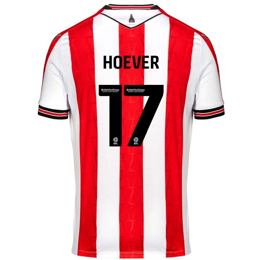 Danxen Uomo Maglia Ki-Jana Hoever #17 Rosso Bianco Kit Gara Home 2024/25 Maglietta