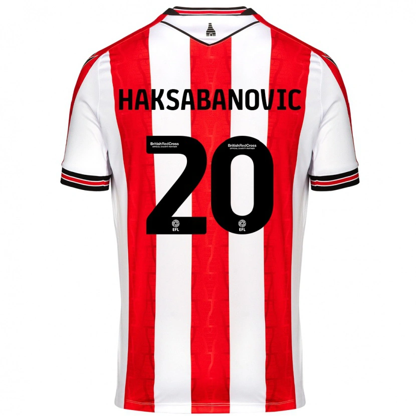 Danxen Uomo Maglia Sead Hakšabanović #20 Rosso Bianco Kit Gara Home 2024/25 Maglietta