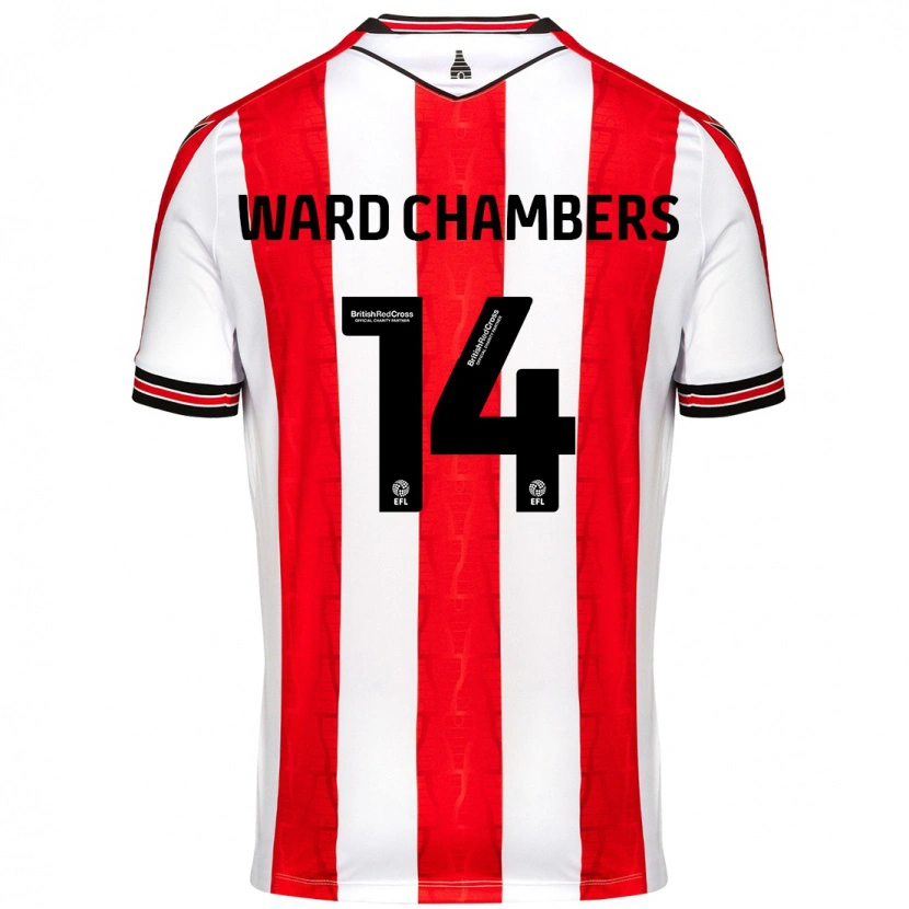 Danxen Uomo Maglia Courtnay Ward-Chambers #14 Rosso Bianco Kit Gara Home 2024/25 Maglietta