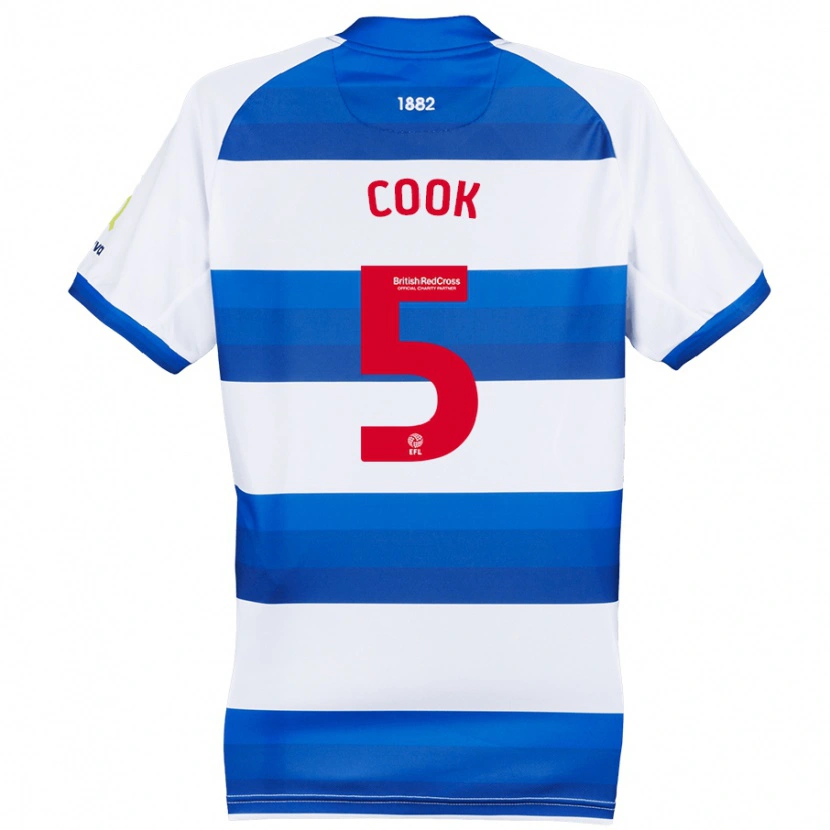 Danxen Uomo Maglia Steve Cook #5 Bianco Blu Kit Gara Home 2024/25 Maglietta