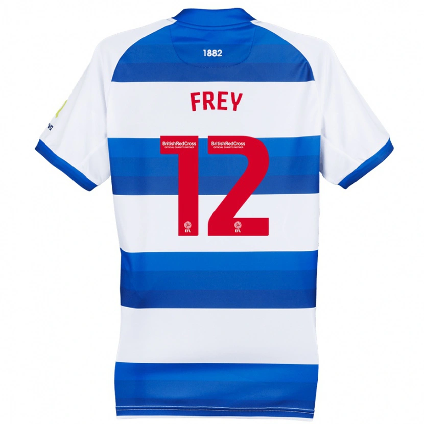 Danxen Uomo Maglia Michael Frey #12 Bianco Blu Kit Gara Home 2024/25 Maglietta