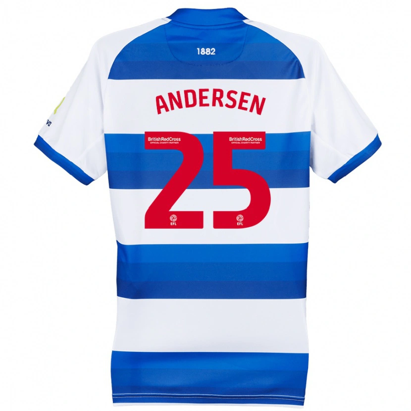 Danxen Uomo Maglia Lucas Andersen #25 Bianco Blu Kit Gara Home 2024/25 Maglietta