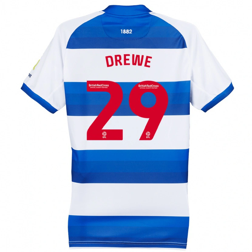Danxen Uomo Maglia Aaron Drewe #29 Bianco Blu Kit Gara Home 2024/25 Maglietta