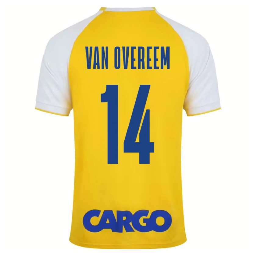 Danxen Uomo Maglia Joris Van Overeem #14 Giallo Bianco Kit Gara Home 2024/25 Maglietta