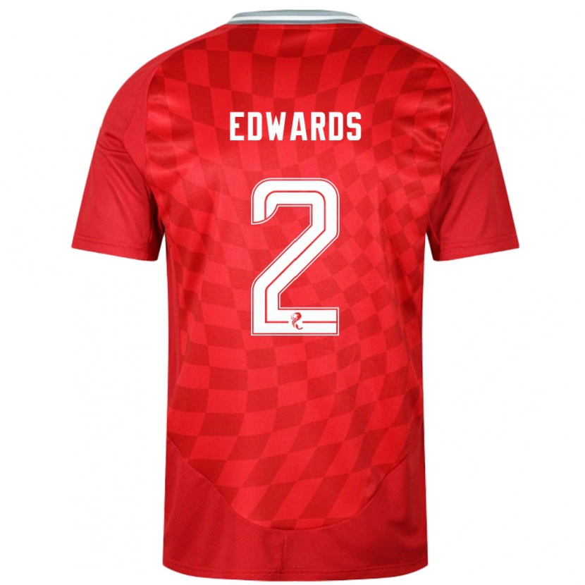 Danxen Uomo Maglia Lois Edwards #2 Rosso Kit Gara Home 2024/25 Maglietta