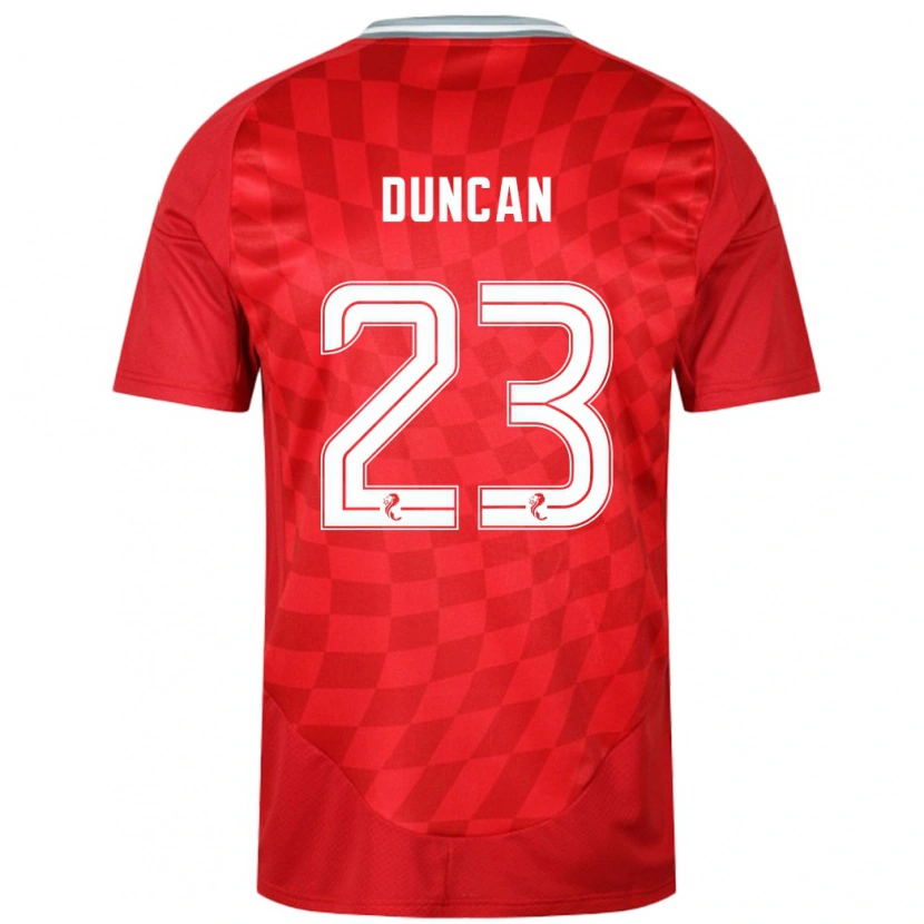 Danxen Uomo Maglia Ryan Duncan #23 Rosso Kit Gara Home 2024/25 Maglietta