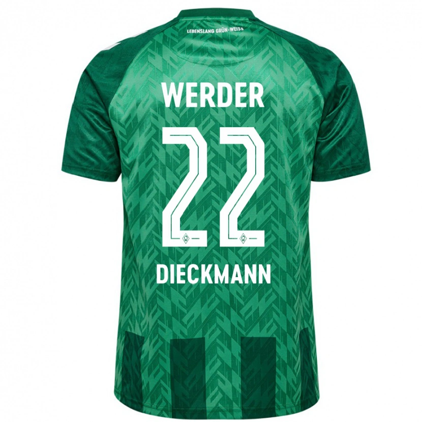 Danxen Uomo Maglia Rieke Dieckmann #22 Verde Kit Gara Home 2024/25 Maglietta