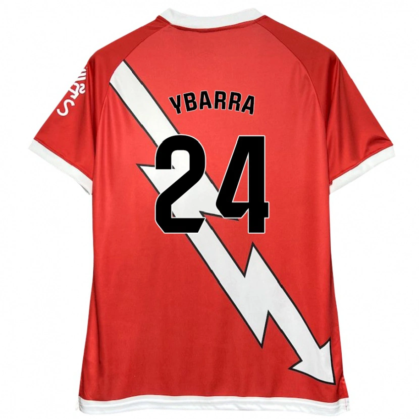 Danxen Uomo Maglia Juan Ybarra #24 Bianco Rosso Kit Gara Home 2024/25 Maglietta