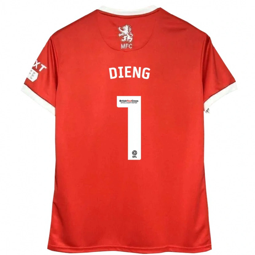 Danxen Uomo Maglia Seny Dieng #1 Rosso Bianco Kit Gara Home 2024/25 Maglietta