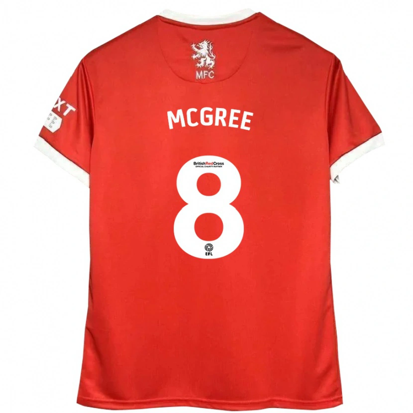 Danxen Uomo Maglia Riley Mcgree #8 Rosso Bianco Kit Gara Home 2024/25 Maglietta