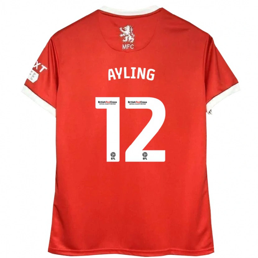 Danxen Uomo Maglia Luke Ayling #12 Rosso Bianco Kit Gara Home 2024/25 Maglietta