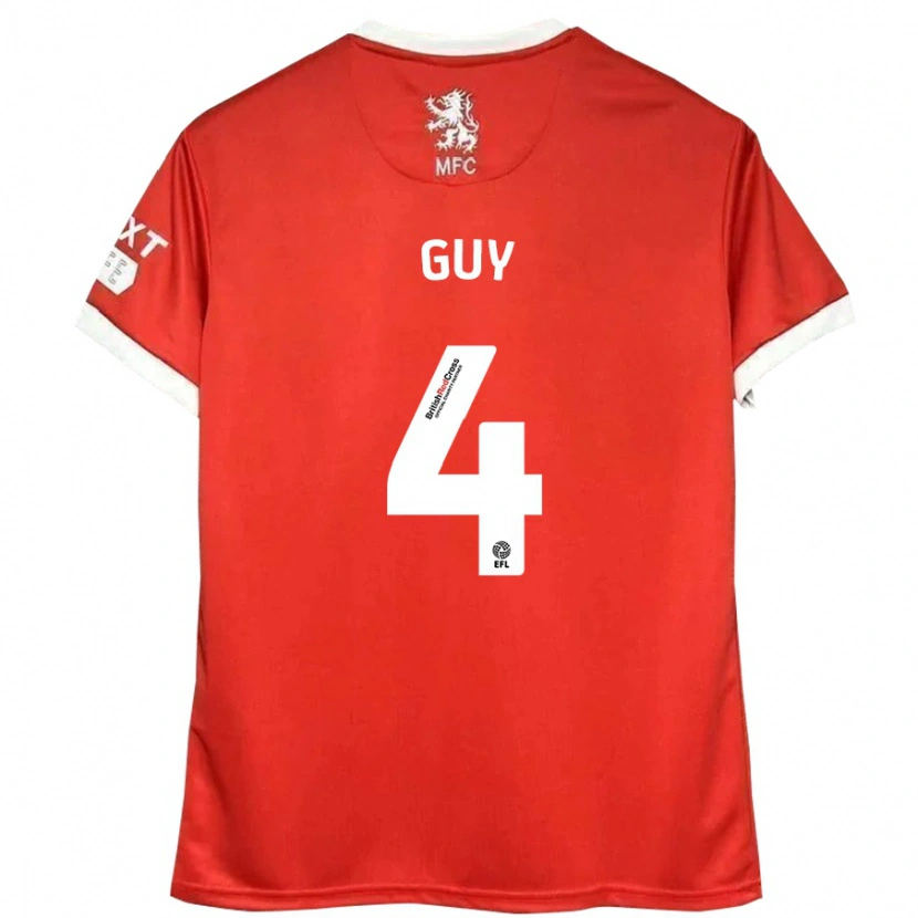 Danxen Uomo Maglia Bethany Guy #4 Rosso Bianco Kit Gara Home 2024/25 Maglietta