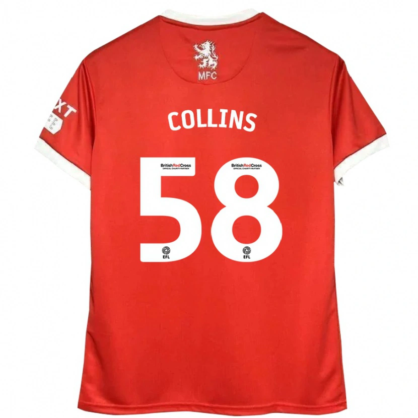 Danxen Uomo Maglia Sam Collins #58 Rosso Bianco Kit Gara Home 2024/25 Maglietta