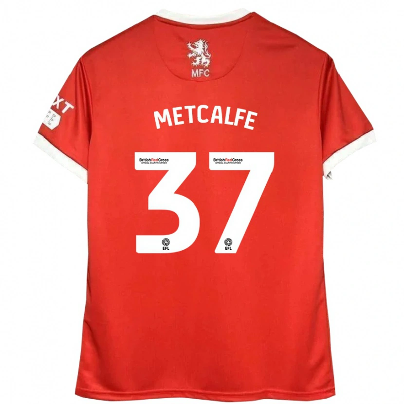 Danxen Uomo Maglia Max Metcalfe #37 Rosso Bianco Kit Gara Home 2024/25 Maglietta