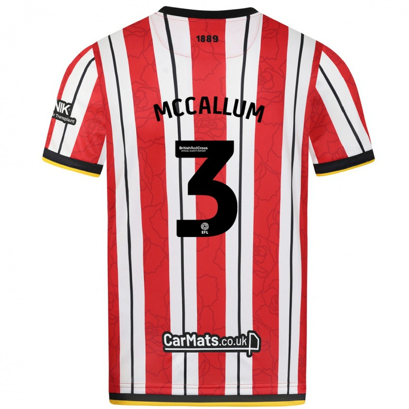 Danxen Uomo Maglia Sam Mccallum #3 Rosso Strisce Bianche Kit Gara Home 2024/25 Maglietta