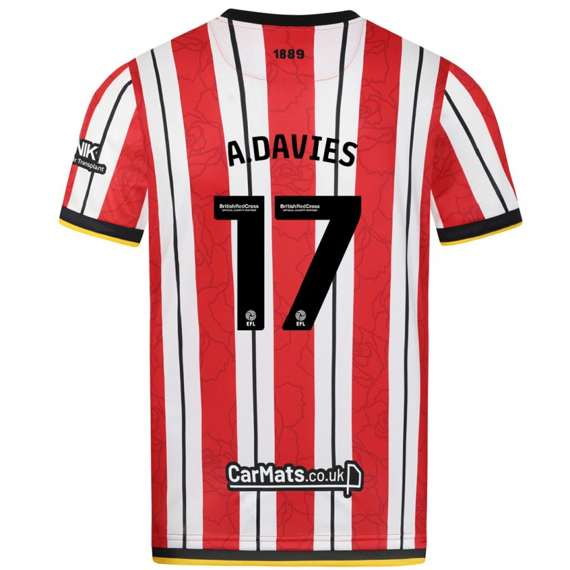 Danxen Uomo Maglia Adam Davies #17 Rosso Strisce Bianche Kit Gara Home 2024/25 Maglietta