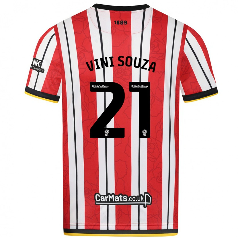 Danxen Uomo Maglia Vini Souza #21 Rosso Strisce Bianche Kit Gara Home 2024/25 Maglietta
