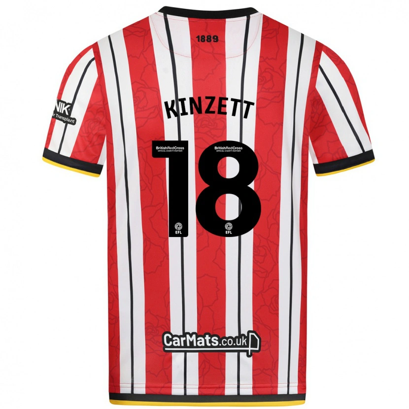 Danxen Uomo Maglia Ella Kinzett #18 Rosso Strisce Bianche Kit Gara Home 2024/25 Maglietta