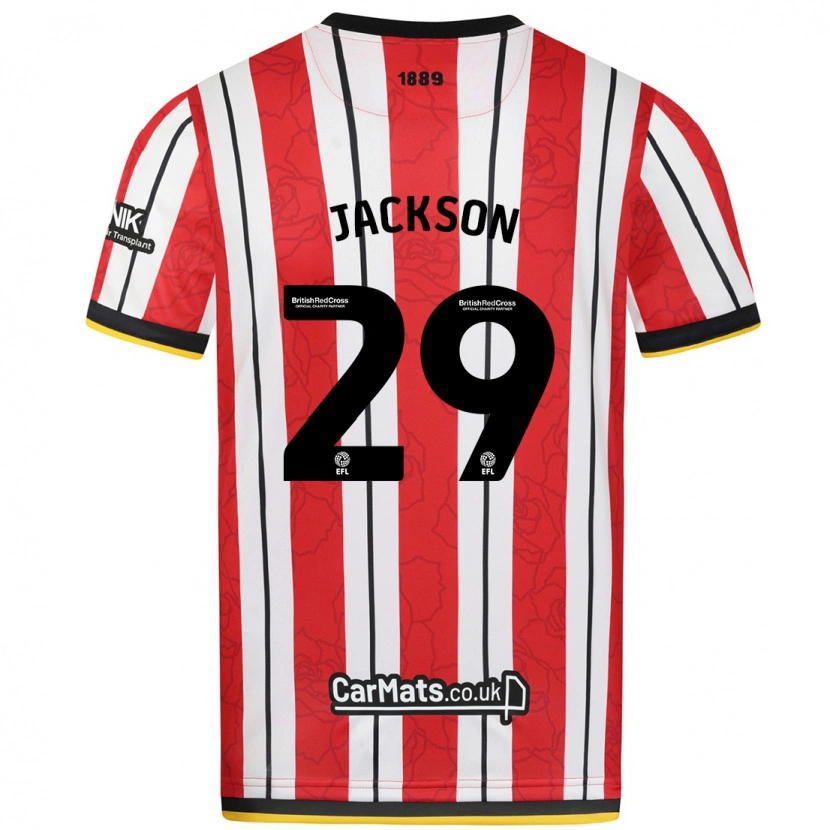 Danxen Uomo Maglia Fallon Connolly-Jackson #29 Rosso Strisce Bianche Kit Gara Home 2024/25 Maglietta