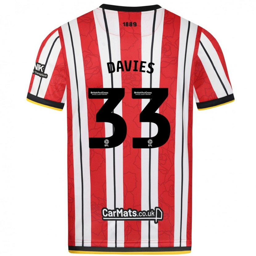 Danxen Uomo Maglia Bethan Davies #33 Rosso Strisce Bianche Kit Gara Home 2024/25 Maglietta
